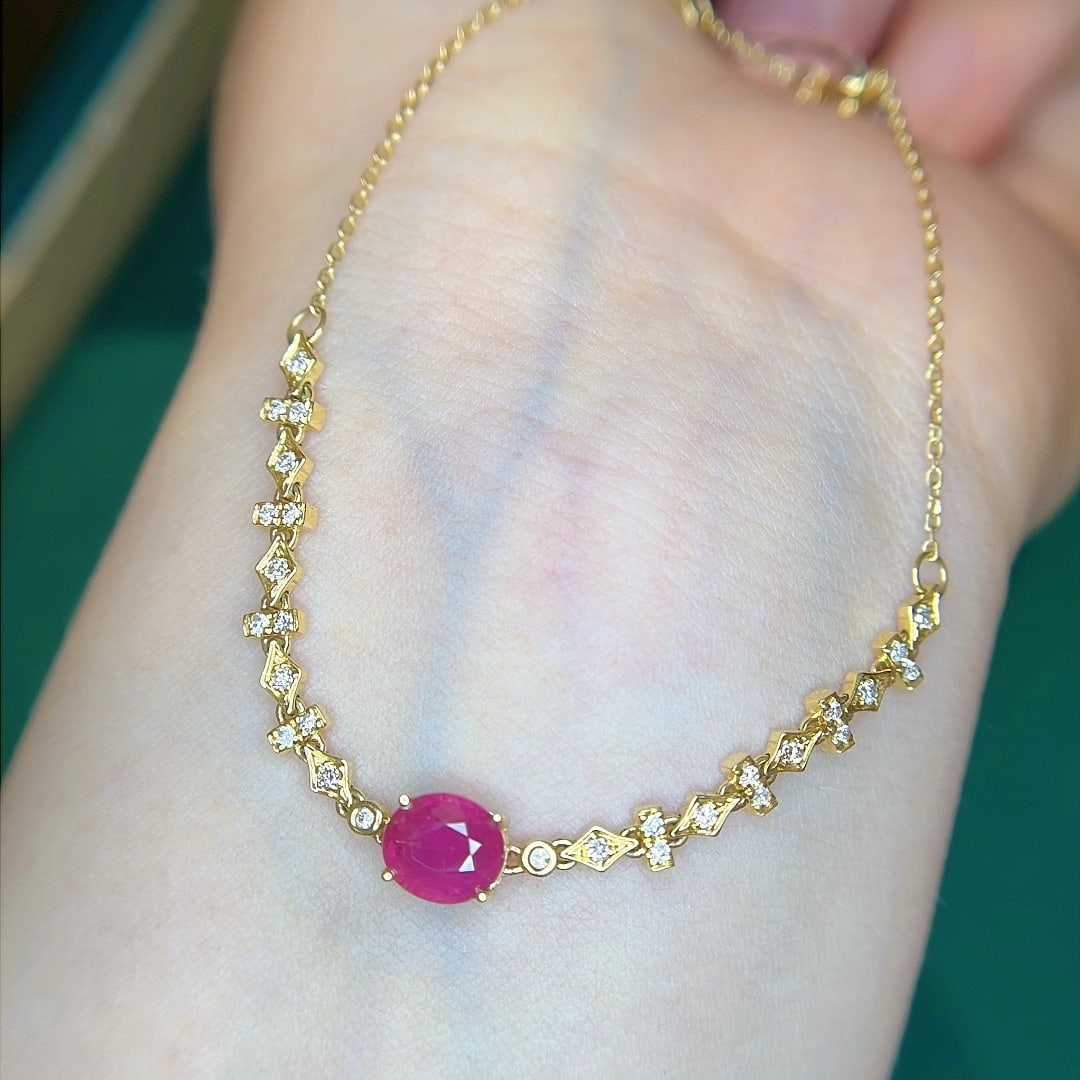14k Gold 1.35 Ctw Natural Ruby & Diamond Bracelet - 4