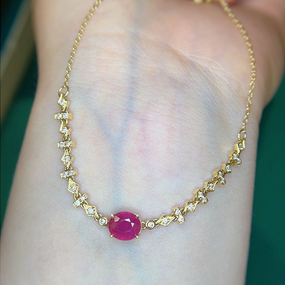 14k Gold 1.35 Ctw Natural Ruby & Diamond Bracelet - 5