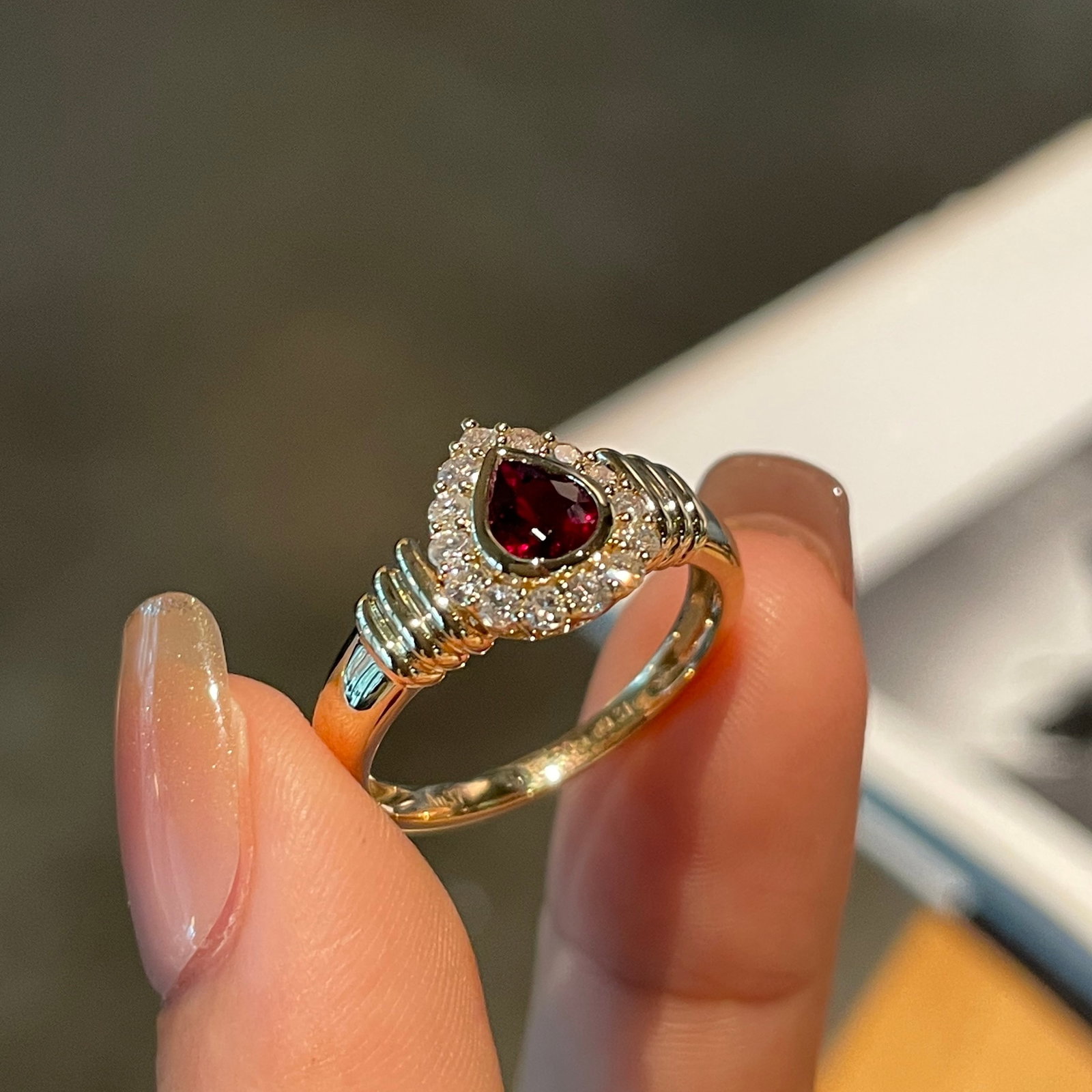 14k Gold 0.50 Ct Natural Ruby & Diamond Ring - 3