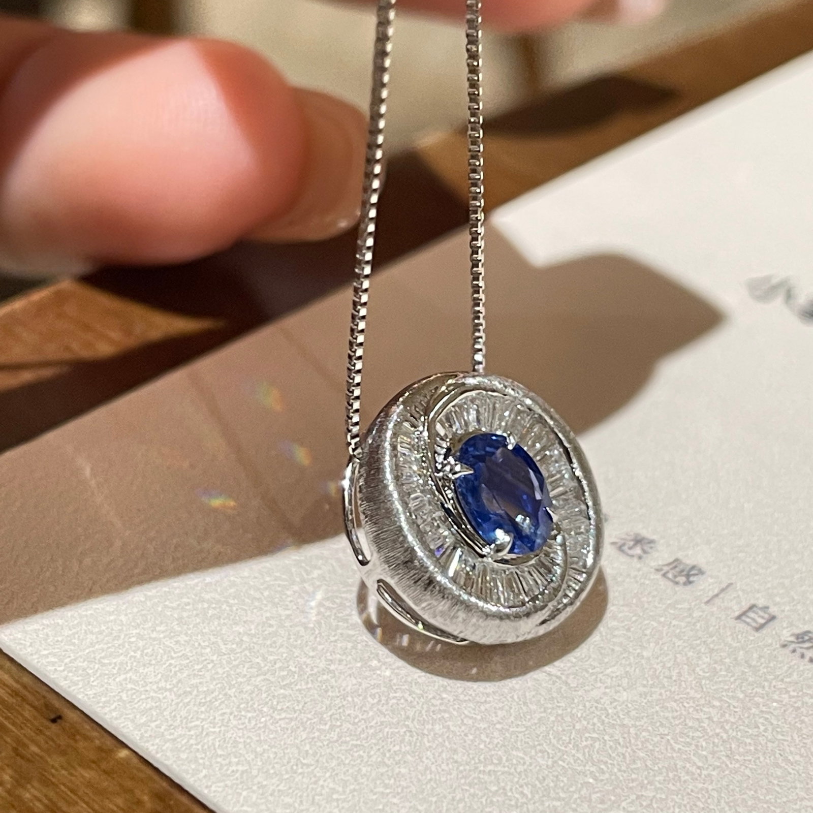 14k Gold 0.6 Ct Natural Sapphire & Diamond Pendant( Without Chain ) - 2