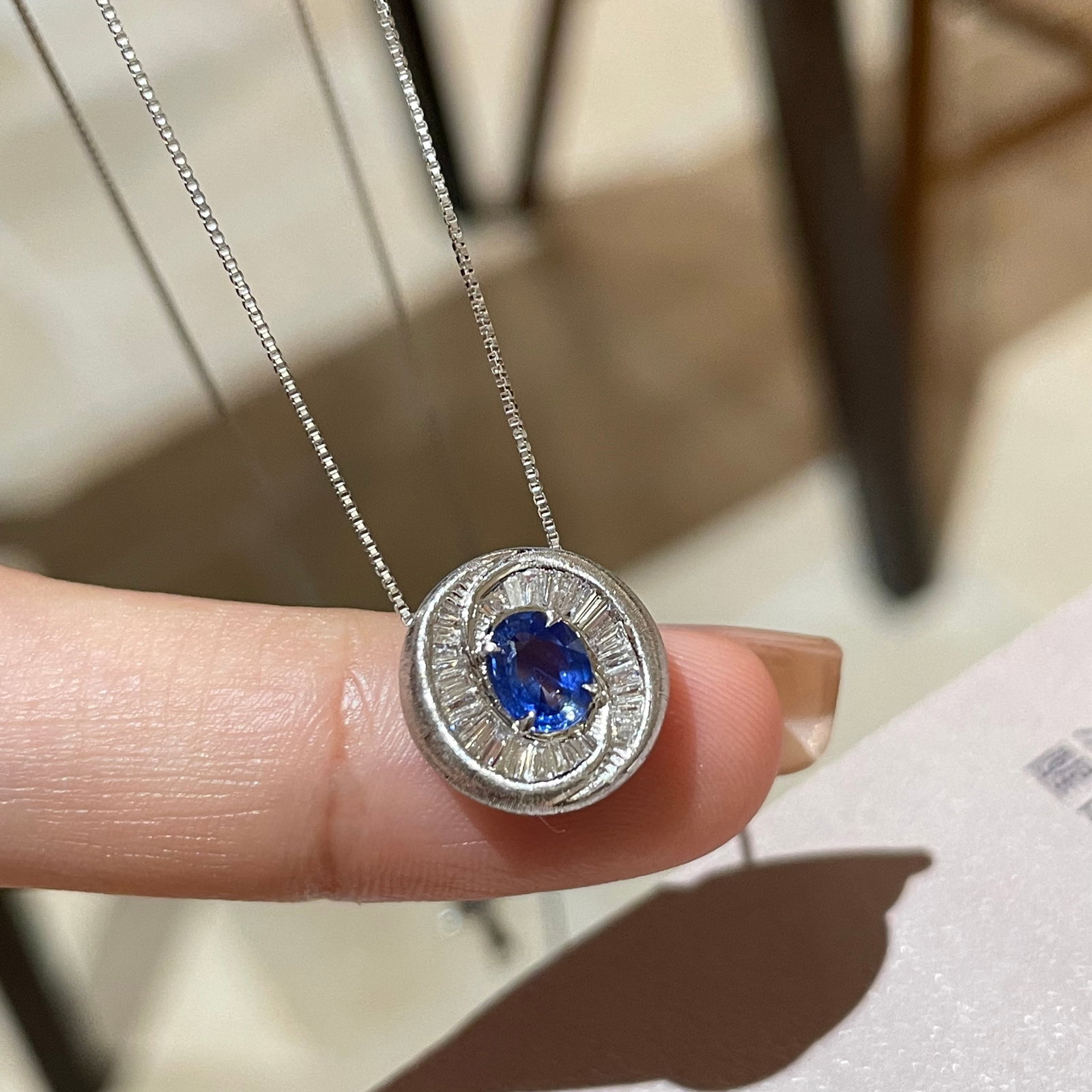 14k Gold 0.6 Ct Natural Sapphire & Diamond Pendant( Without Chain ) - 4