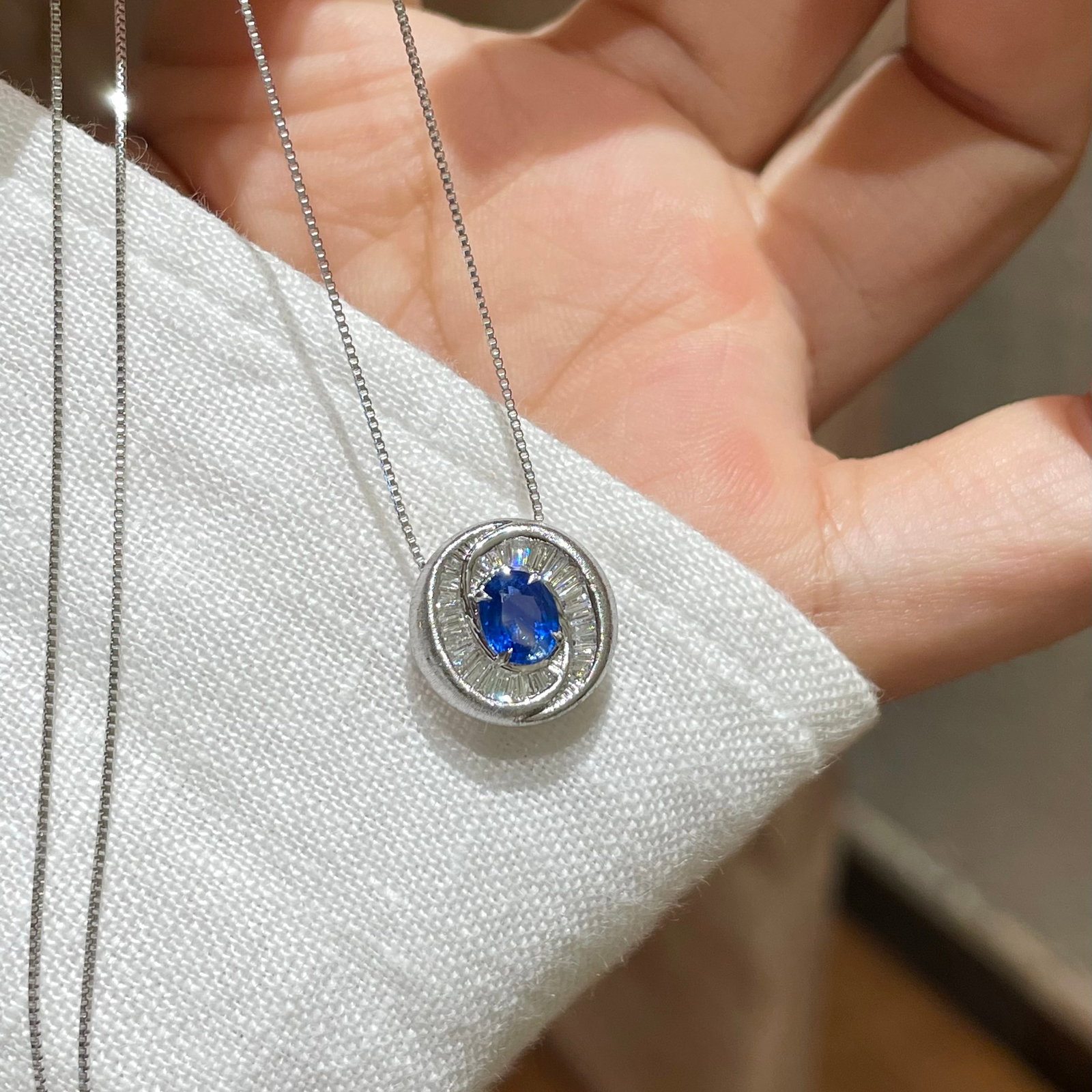 14k Gold 0.6 Ct Natural Sapphire & Diamond Pendant( Without Chain ) - 6