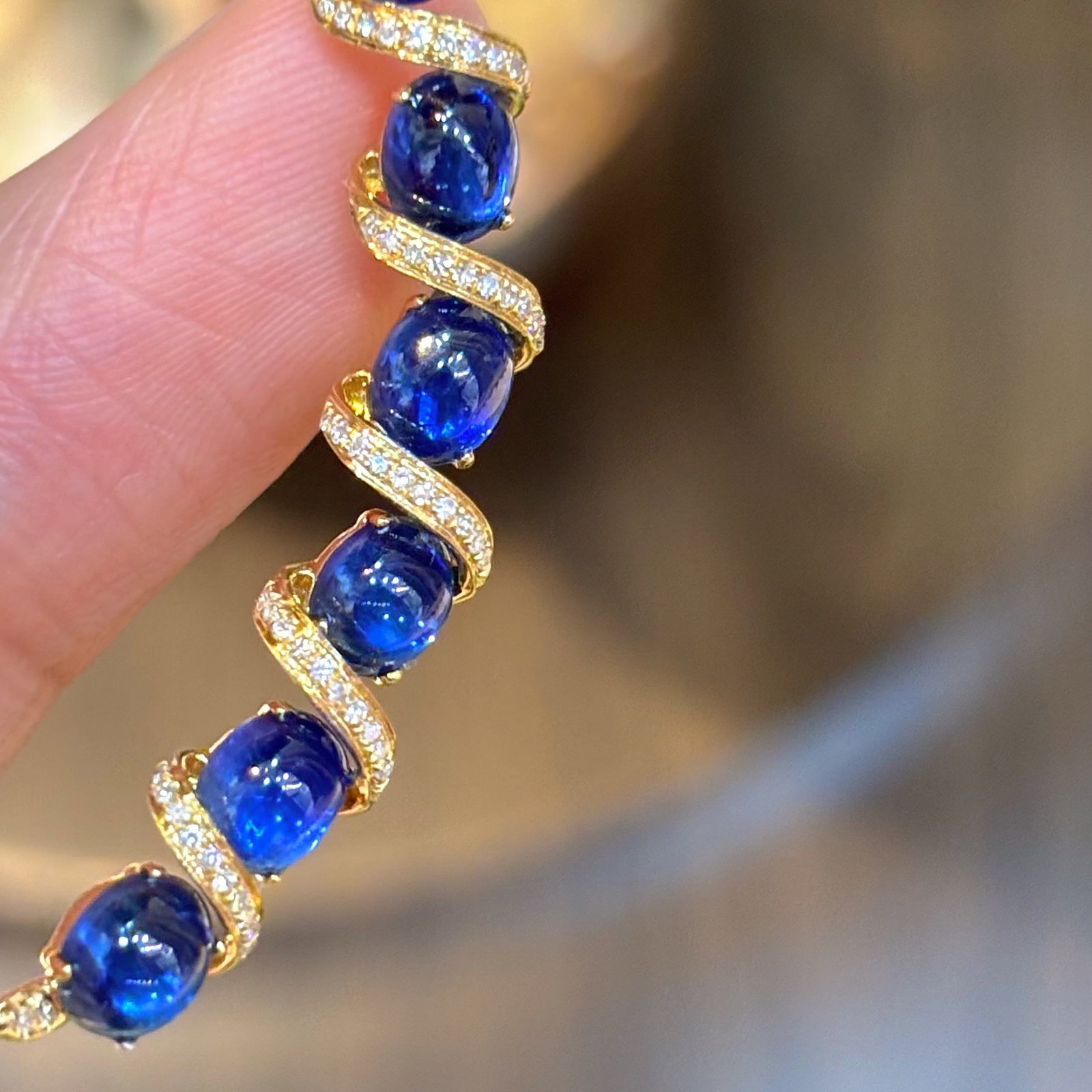 14k Gold 3.3 Ct Natural Sapphire & Diamond Necklace - 3