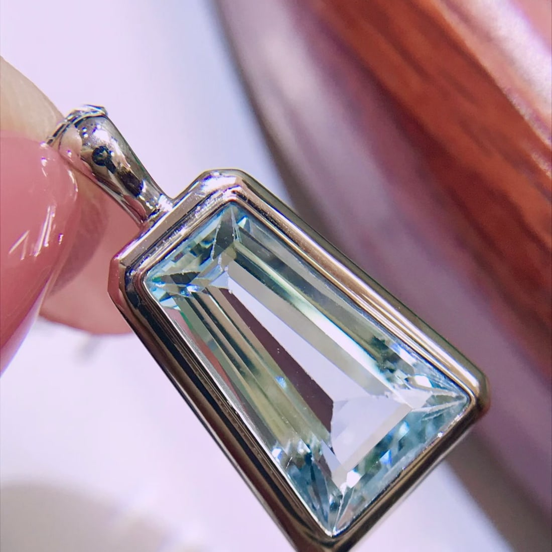 14k Gold 3.6 Ct Natural Aquamarine Pendant( Without Chain ) - 3