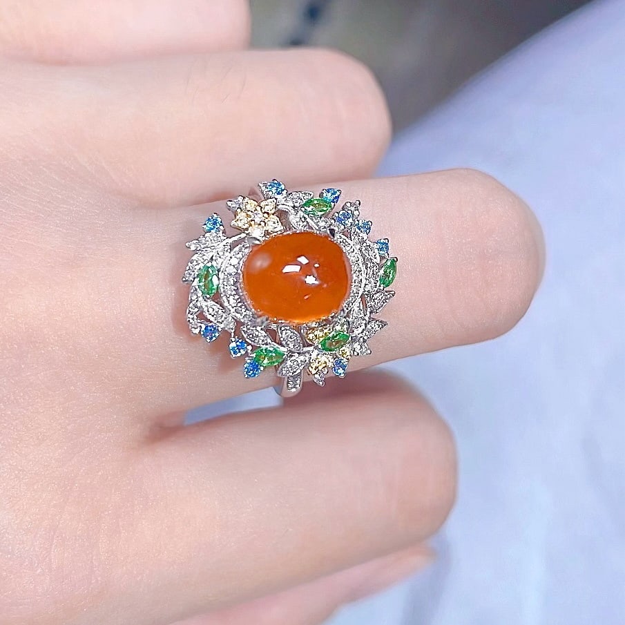 14k Gold 4.61 Ctw Natural Spessartine & Coloured Gemstone Ring - 5