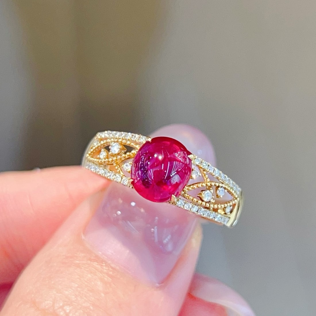 14k Gold 1.83 Ctw Natural Ruby & Diamond Ring - 2