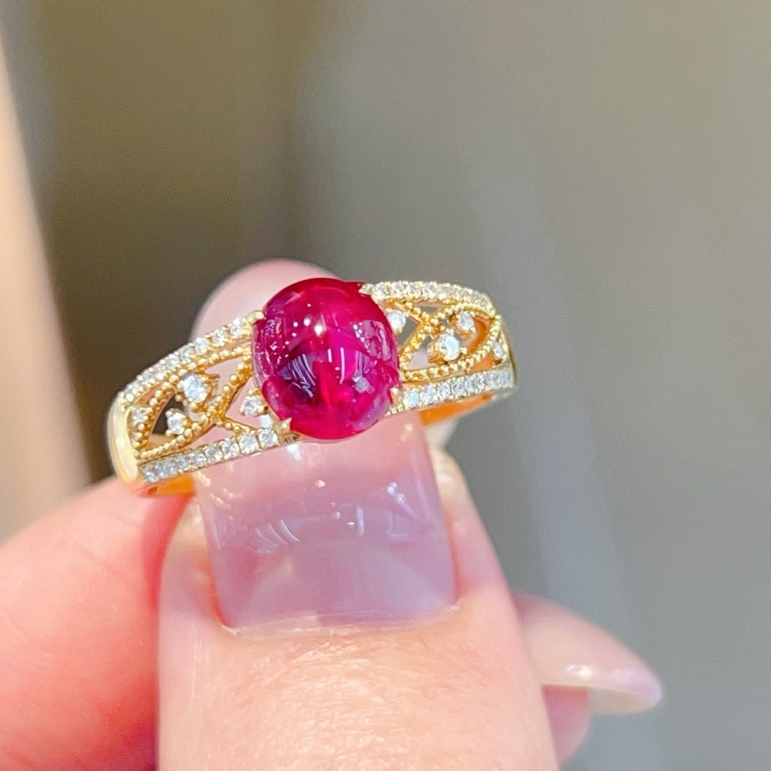 14k Gold 1.83 Ctw Natural Ruby & Diamond Ring - 3