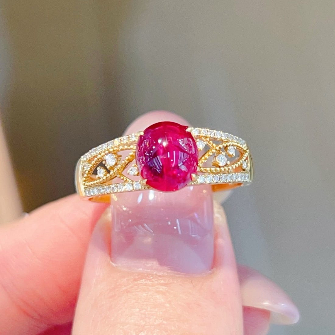 14k Gold 1.83 Ctw Natural Ruby & Diamond Ring - 4