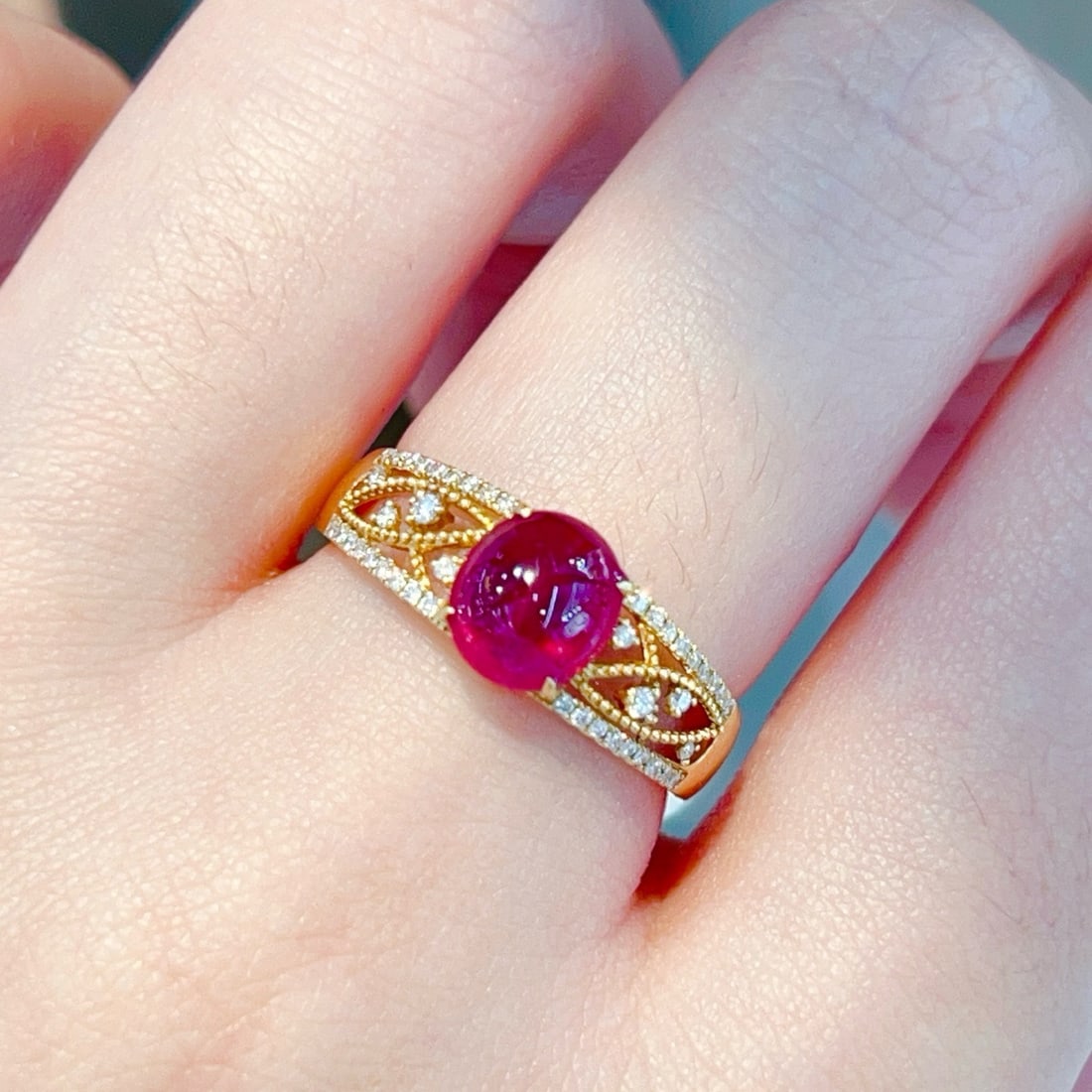 14k Gold 1.83 Ctw Natural Ruby & Diamond Ring - 6