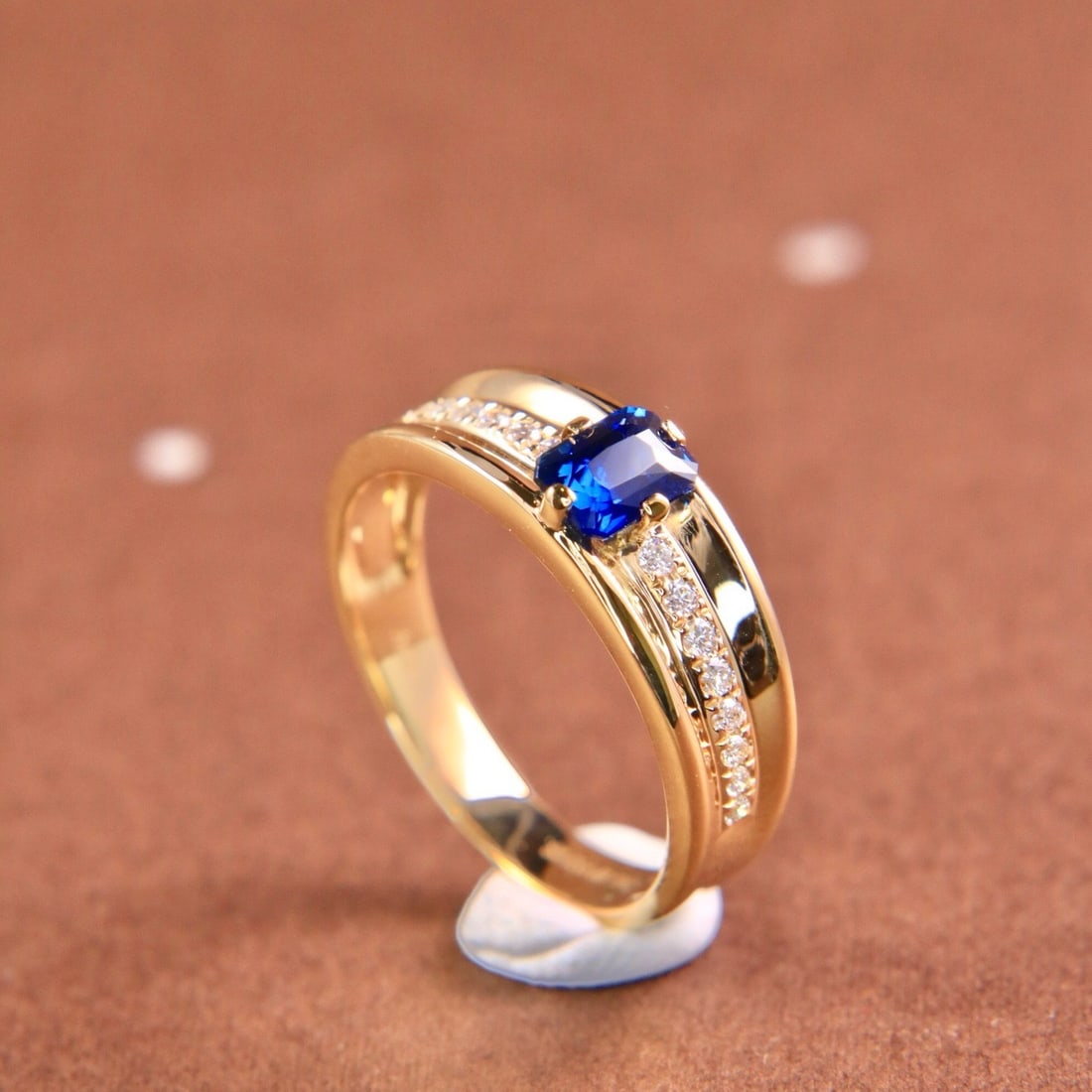 14k Gold 0.75 Ctw Natural Sapphire & Diamond Ring - 3