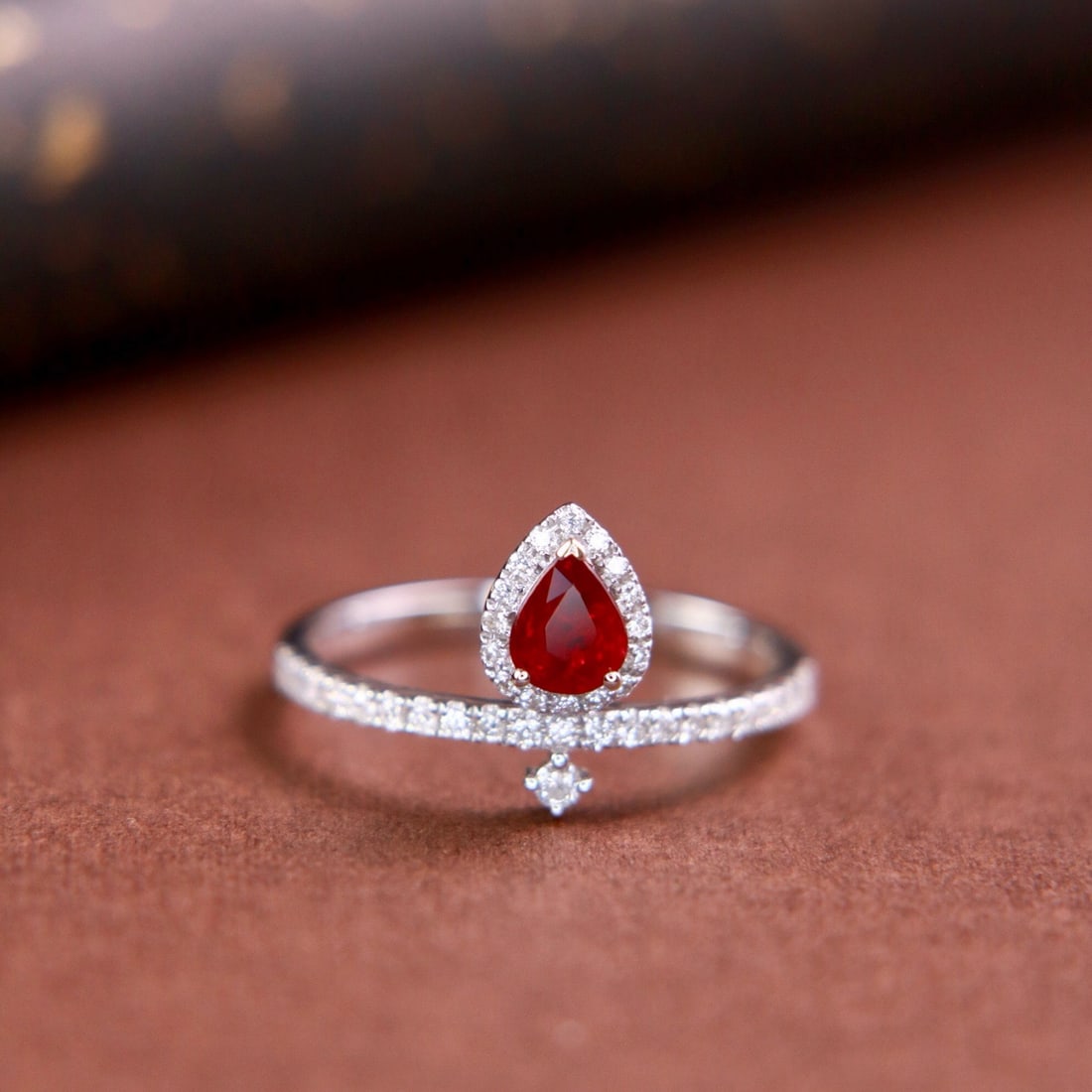14k Gold 0.59 Ctw Vivid Red Natural Ruby & Diamond Ring