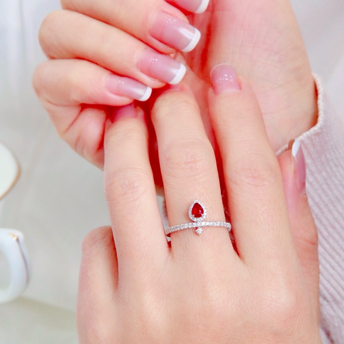 14k Gold 0.59 Ctw Vivid Red Natural Ruby & Diamond Ring - 4