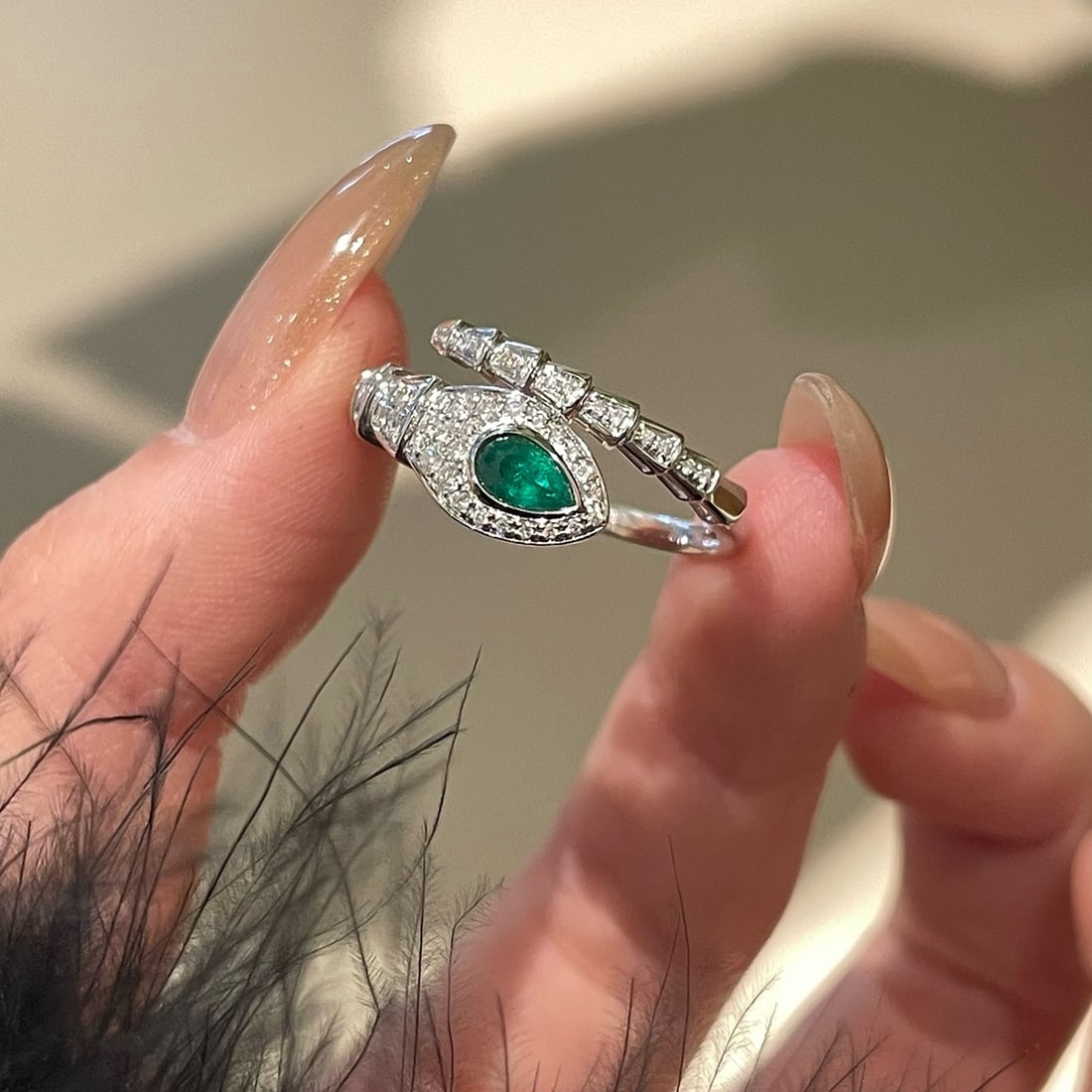 14k Gold 0.2 Ct Natural Emerald & Diamond Ring: Ref:231176261gold // content:14k // goldring // size:7. 25usmain // gemstone:emeraldshape:pearcarat // weight:0. 2ct // color:greentreatment:naturaladjacent // gemstone // 2 // : // diamondshape:round
