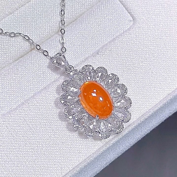 14k Gold 5.31 Ctw Natural Spessartine & Sapphire Pendant( Without Chain ): Ref:231176268gold // content:14k // goldmain // gemstone:spessartineshape:ovalcarat // weight:3. 88ct // color:orangetreatment:naturaladjacent // gemstone // 2 // : // sapphireshape:pearcarat // weigh