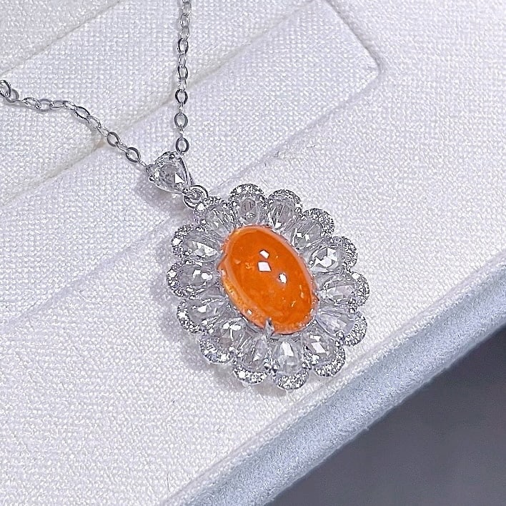 14k Gold 5.31 Ctw Natural Spessartine & Sapphire Pendant( Without Chain ) - 2