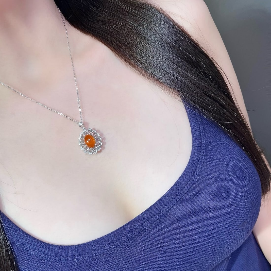 14k Gold 5.31 Ctw Natural Spessartine & Sapphire Pendant( Without Chain ) - 5