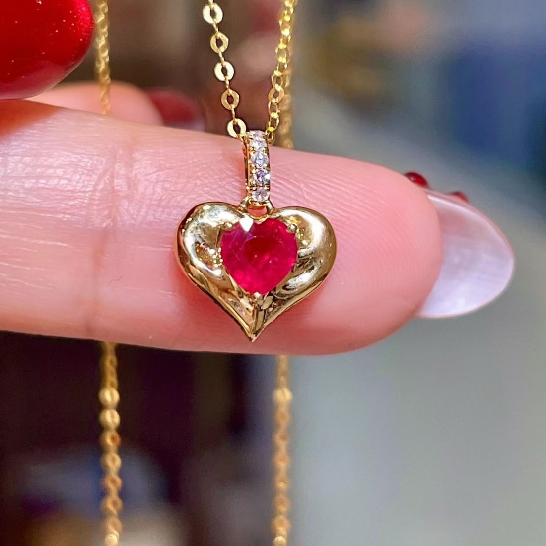 14k Gold 0.44 Ctw Natural Ruby & Diamond Pendant( Without Chain ): Ref:231176273gold // content:14k // goldmain // gemstone:rubyshape:heartcarat // weight:0. 42ct // color:redtreatment:naturaladjacent // gemstone // 2 // : // diamondshape:roundcarat // weight:0.