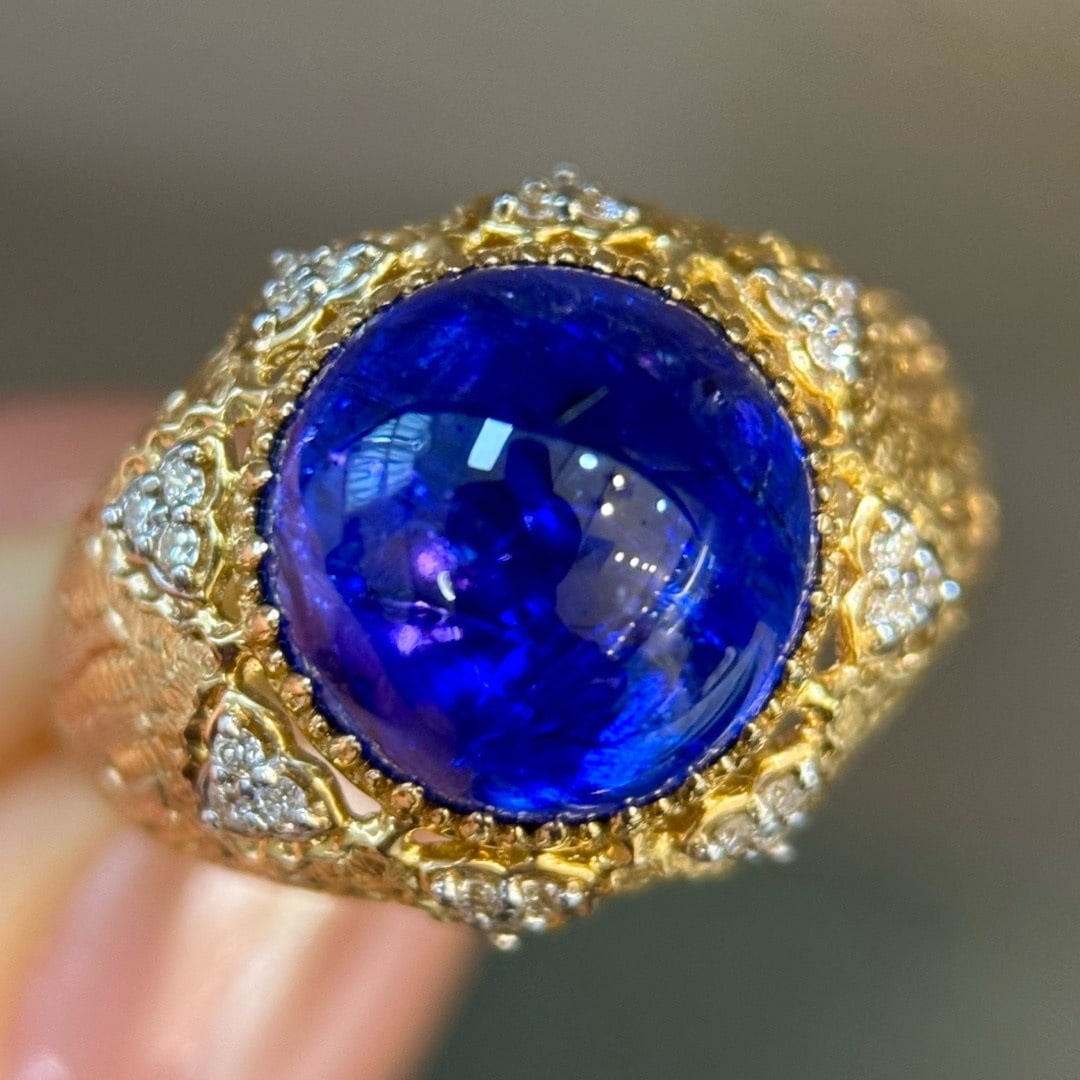 14k Gold 6.77 Ctw Natural Tanzanite & Diamond Ring - 2