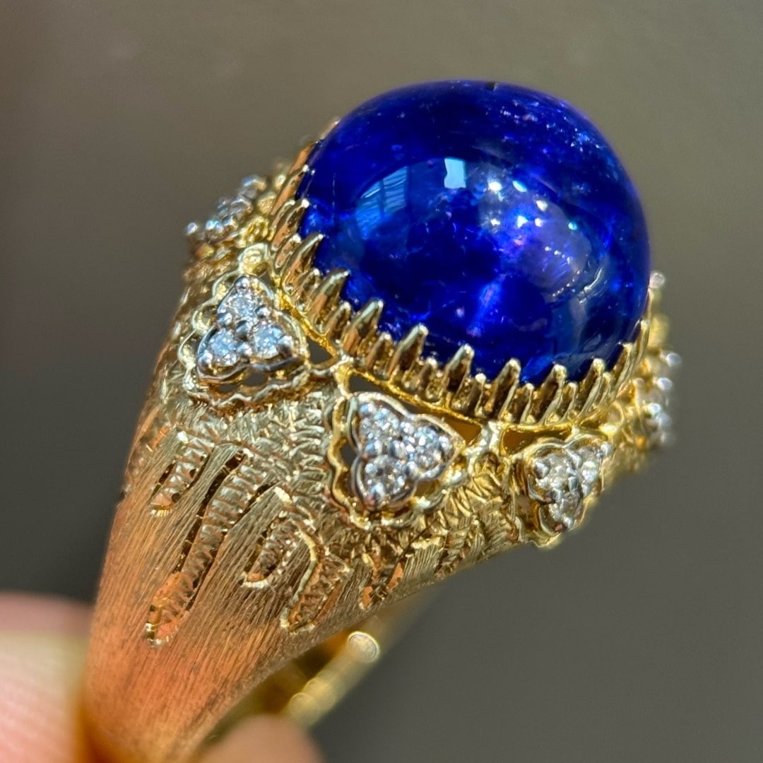 14k Gold 6.77 Ctw Natural Tanzanite & Diamond Ring - 3