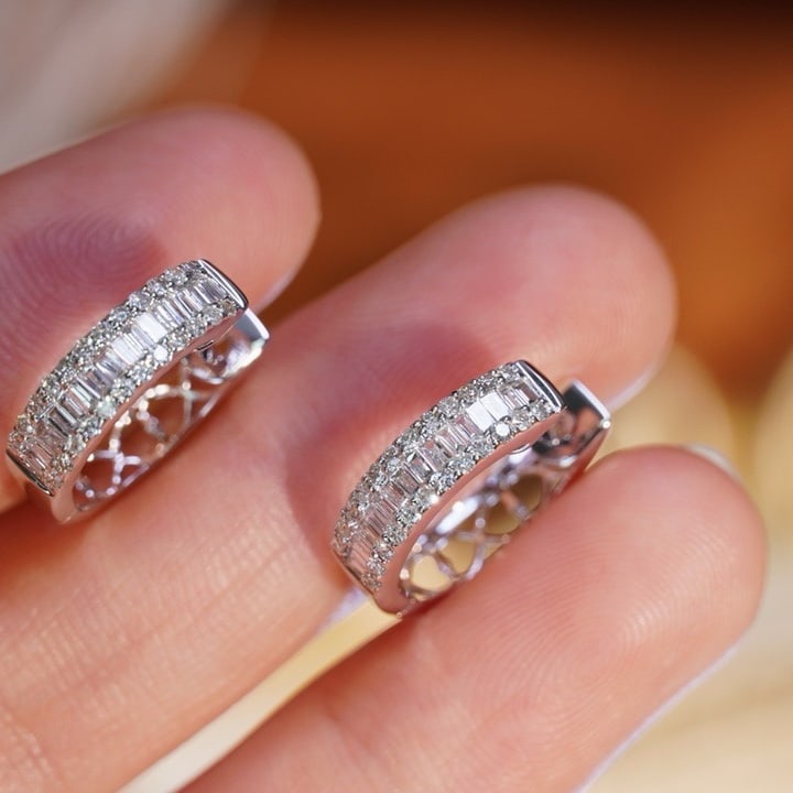 14k Gold 0.50 Ct Natural H Diamond Earrings - 5