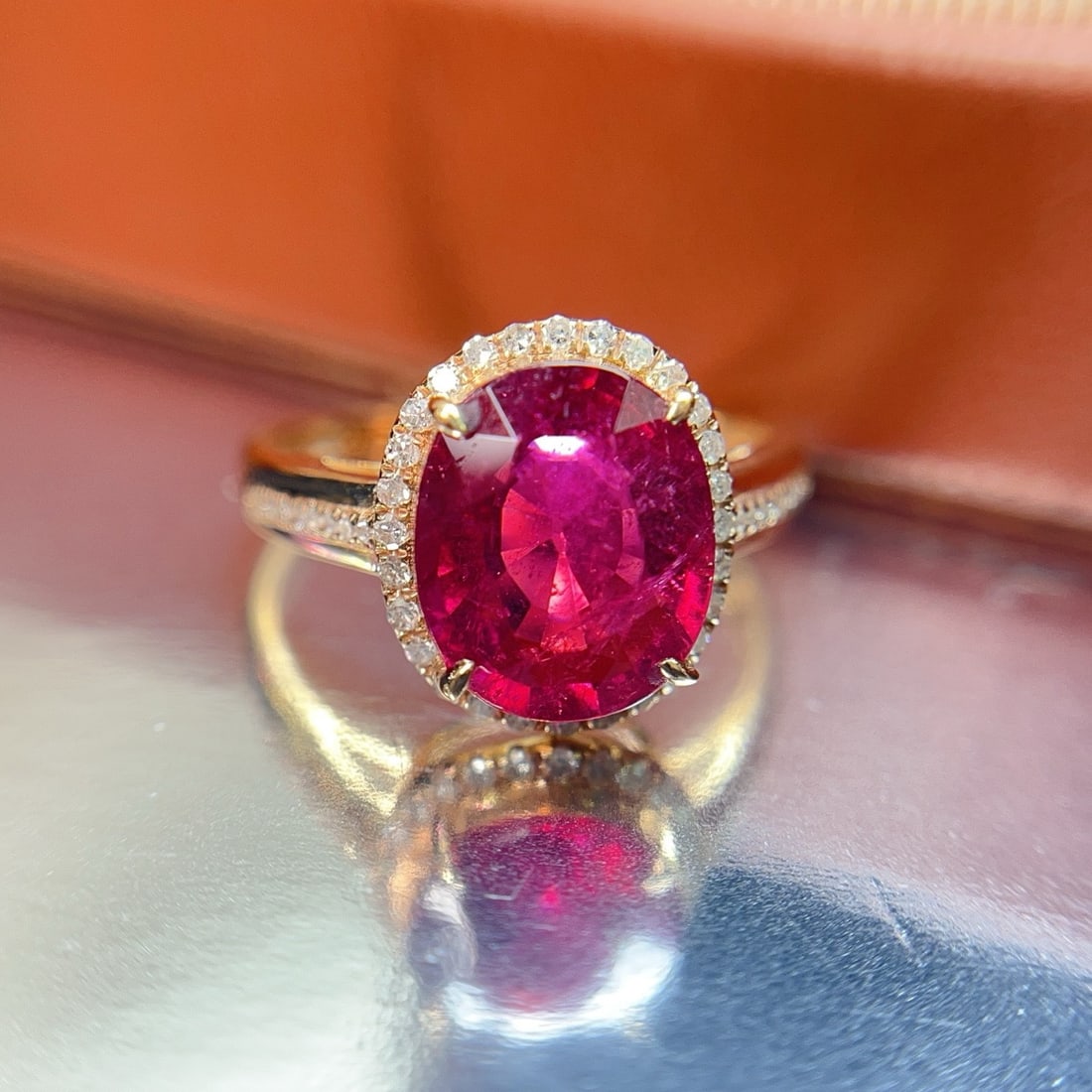 14k Gold 2.65 Ct Natural Tourmaline & Diamond Ring - 5