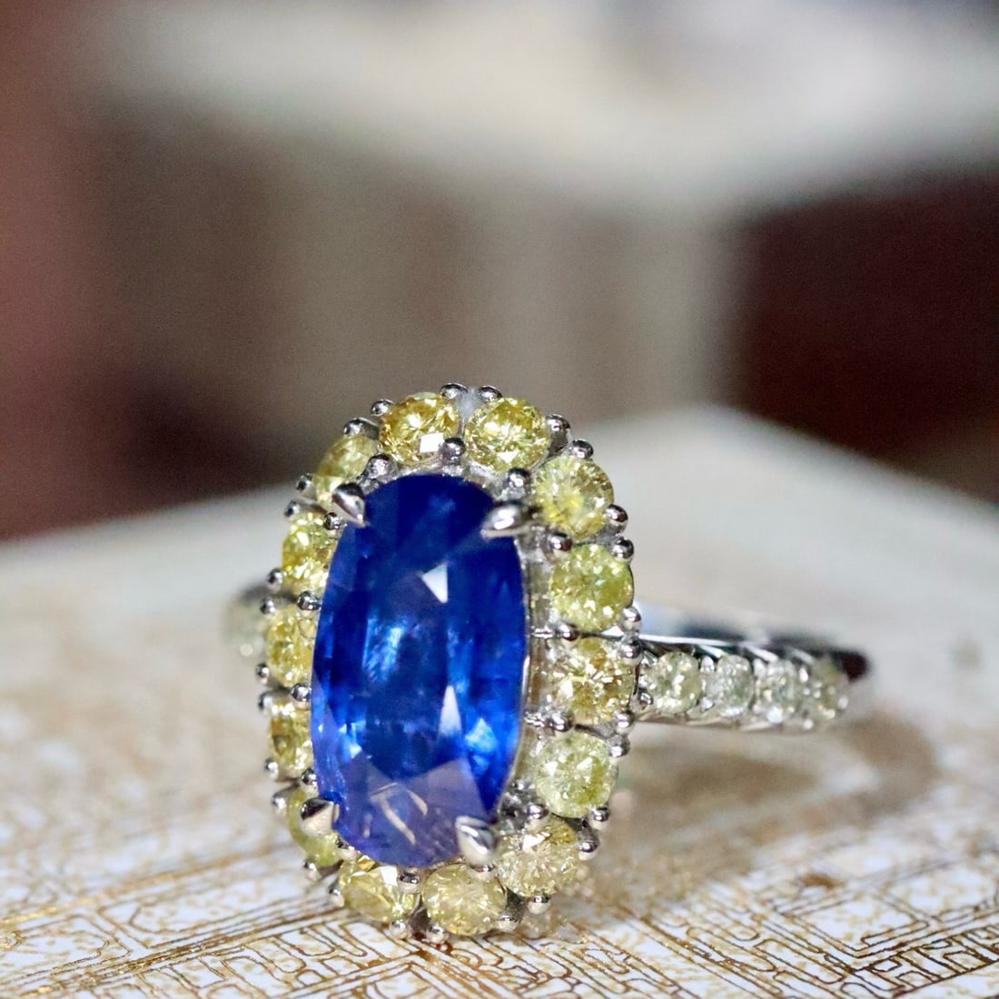 14k Gold 3.46 Ctw Natural Sapphire & Diamond Ring - 3