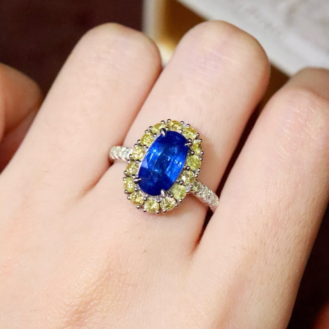 14k Gold 3.46 Ctw Natural Sapphire & Diamond Ring - 6