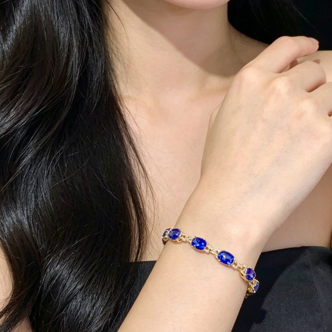 14k Gold 13.01 Ct Natural Sapphire & Diamond Bracelet - 5