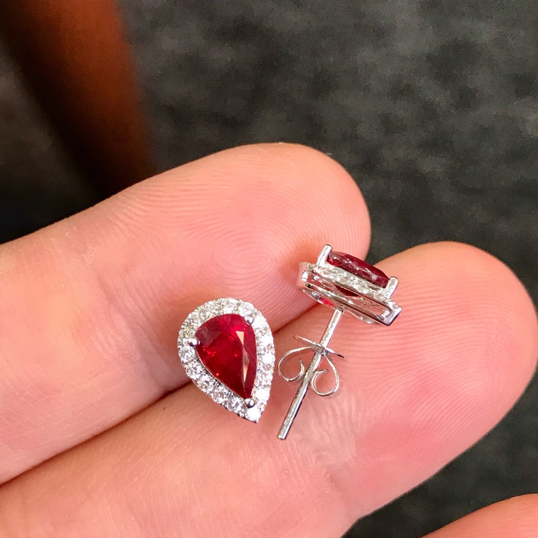 14k Gold 1.63 Ctw Natural Ruby & Diamond Earrings - 4