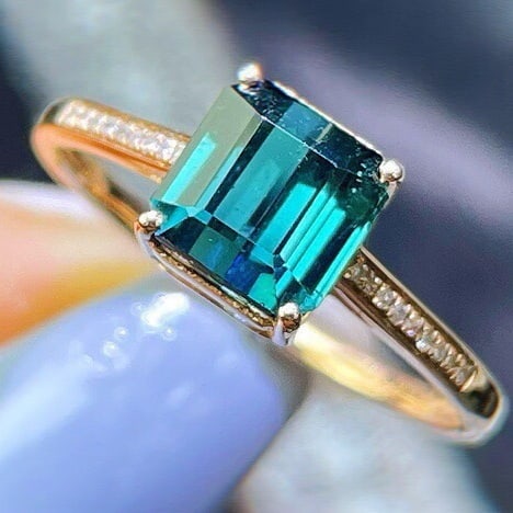 14k Gold 2.35 Ct Natural Tourmaline & Diamond Ring - 2