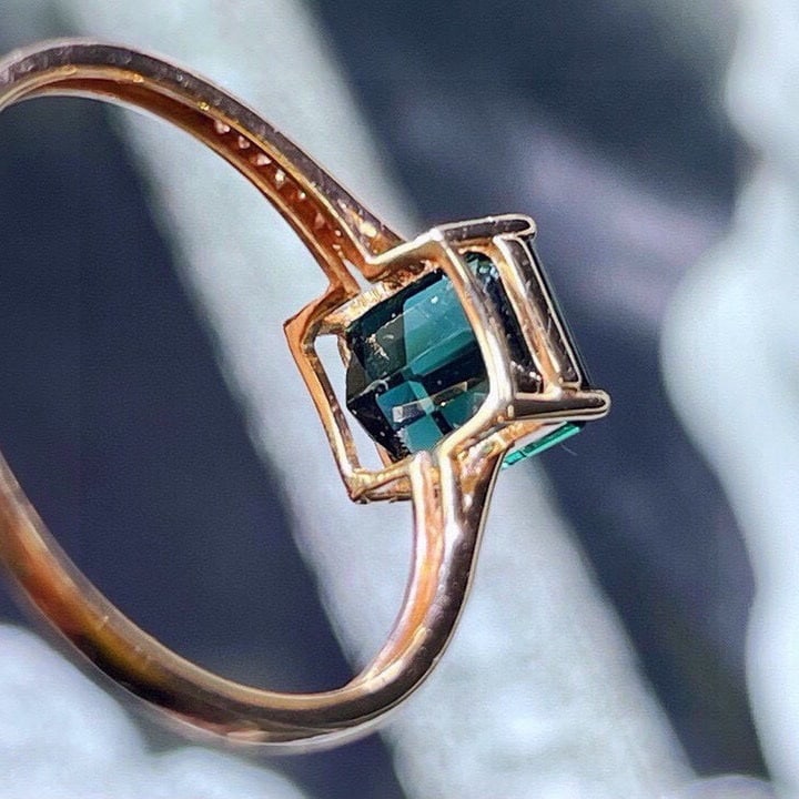 14k Gold 2.35 Ct Natural Tourmaline & Diamond Ring - 3
