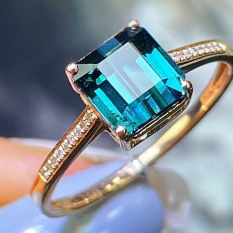 14k Gold 2.35 Ct Natural Tourmaline & Diamond Ring - 4