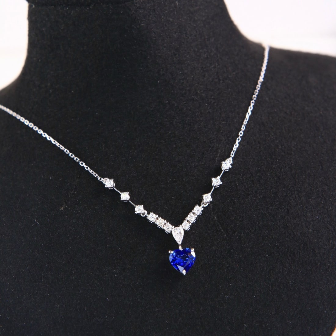 14k Gold 1.09 Ctw Natural Sapphire & Diamond Necklace - 6
