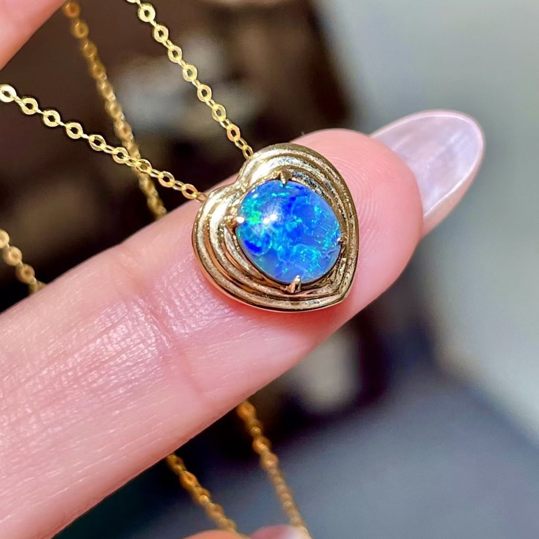 14k Gold 0.96 Ct Natural Opal Pendant( Without Chain ) - 2