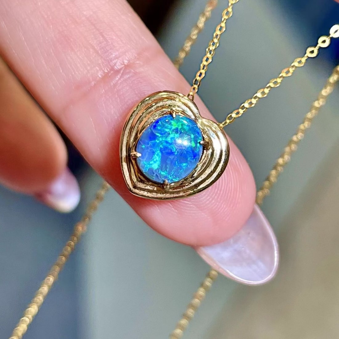 14k Gold 0.96 Ct Natural Opal Pendant( Without Chain ) - 3