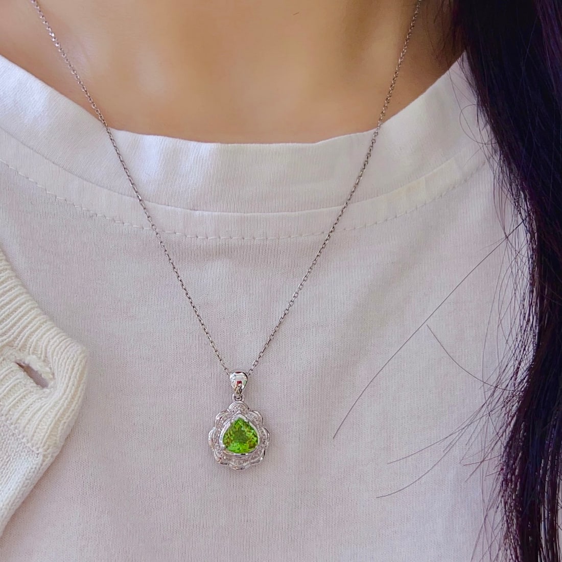 14k Gold 1.66 Ctw Natural Tourmaline & Diamond Pendant( Without Chain ) - 5