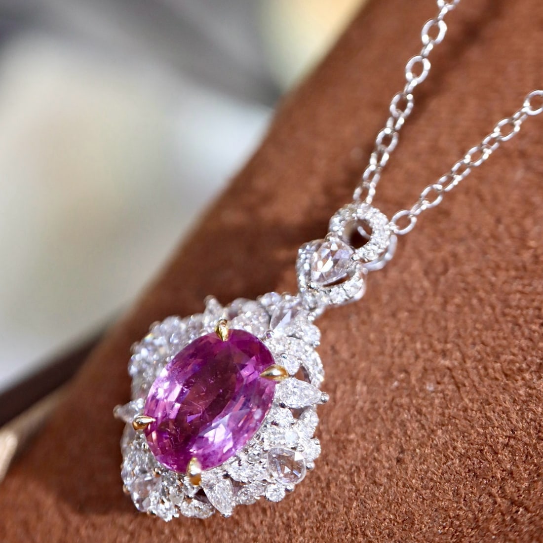 14k Gold 2.59 Ctw Natural Sapphire & Diamond Pendant( Without Chain ) - 5