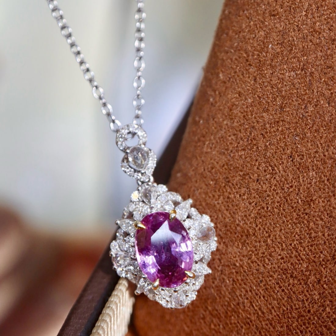 14k Gold 2.59 Ctw Natural Sapphire & Diamond Pendant( Without Chain ) - 6