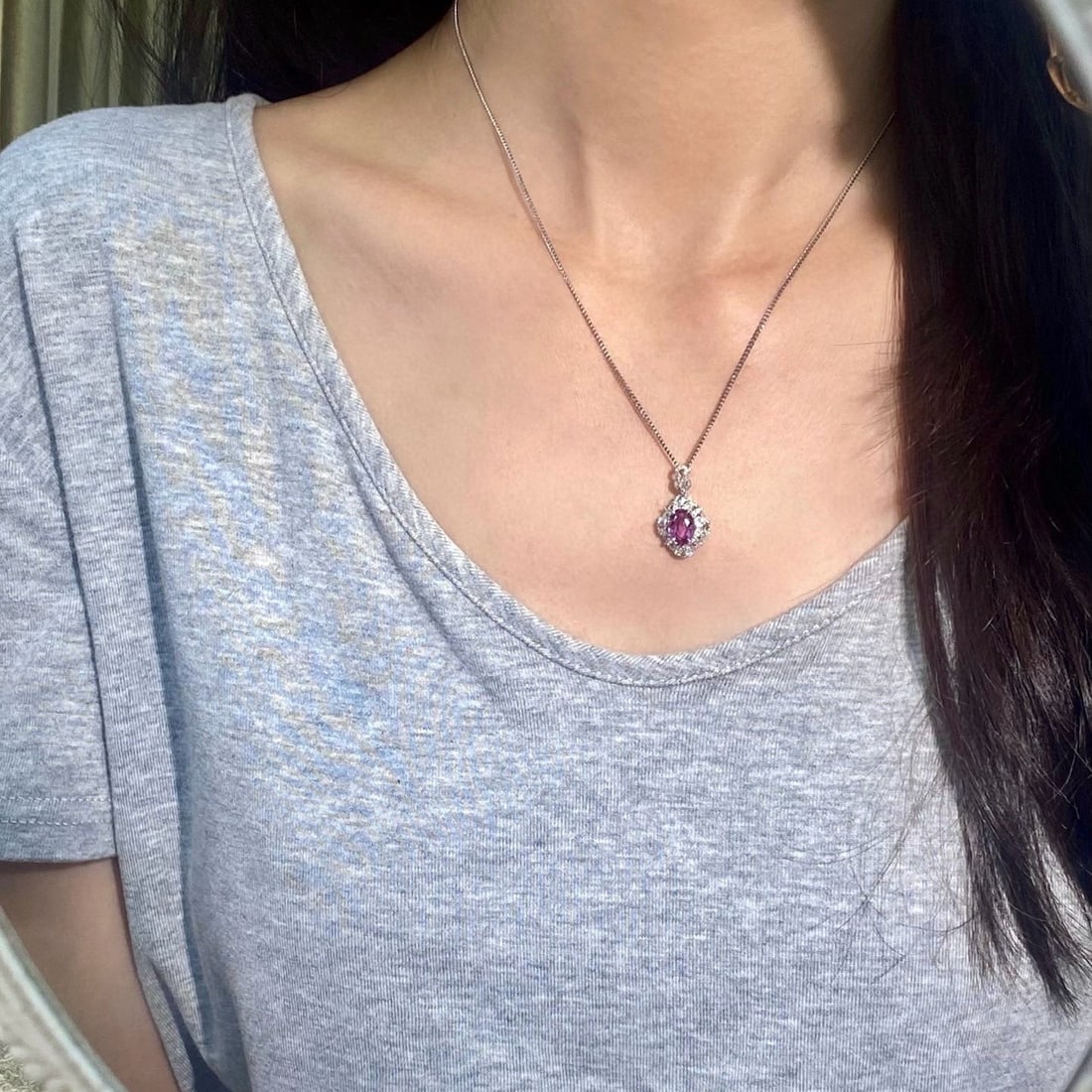 14k Gold 2.59 Ctw Natural Sapphire & Diamond Pendant( Without Chain ) - 8