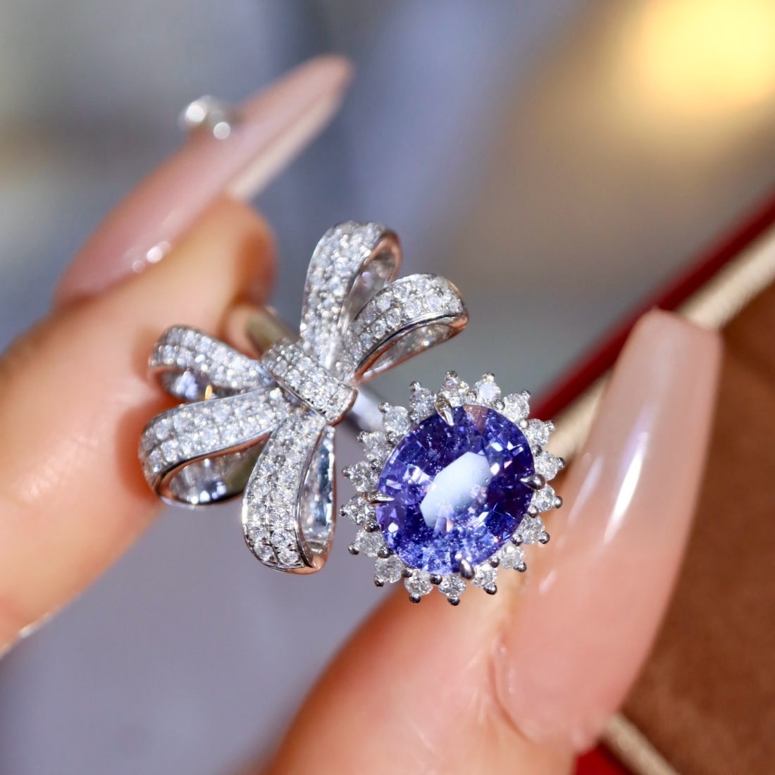 14k Gold 2.60 Ctw Natural Sapphire & Diamond Ring: Ref:231176311gold // content:14k // goldring // size:7. 25usmain // gemstone:sapphireshape:ovalcarat // weight:1. 98ct // color:bluetreatment:naturaladjacent // gemstone // 2 // : //