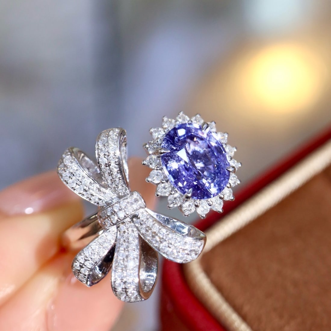 14k Gold 2.60 Ctw Natural Sapphire & Diamond Ring - 2