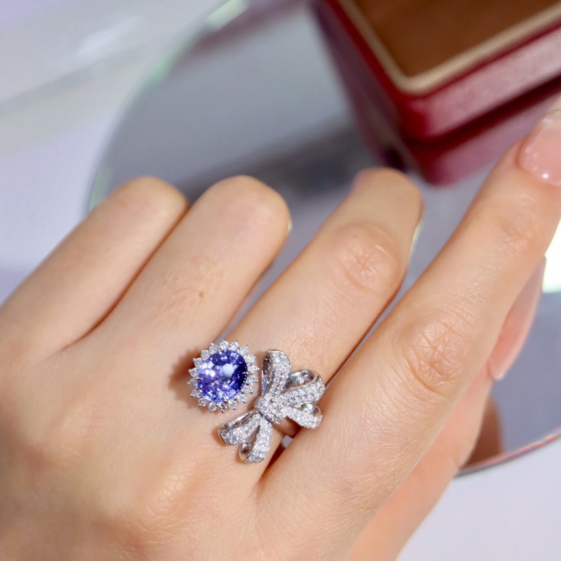 14k Gold 2.60 Ctw Natural Sapphire & Diamond Ring - 6