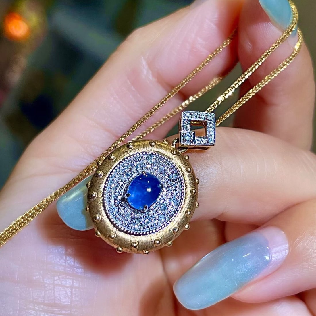 14k Gold 1.35 Ctw Natural Star Sapphire & Diamond Pendant( Without Chain ) - 4