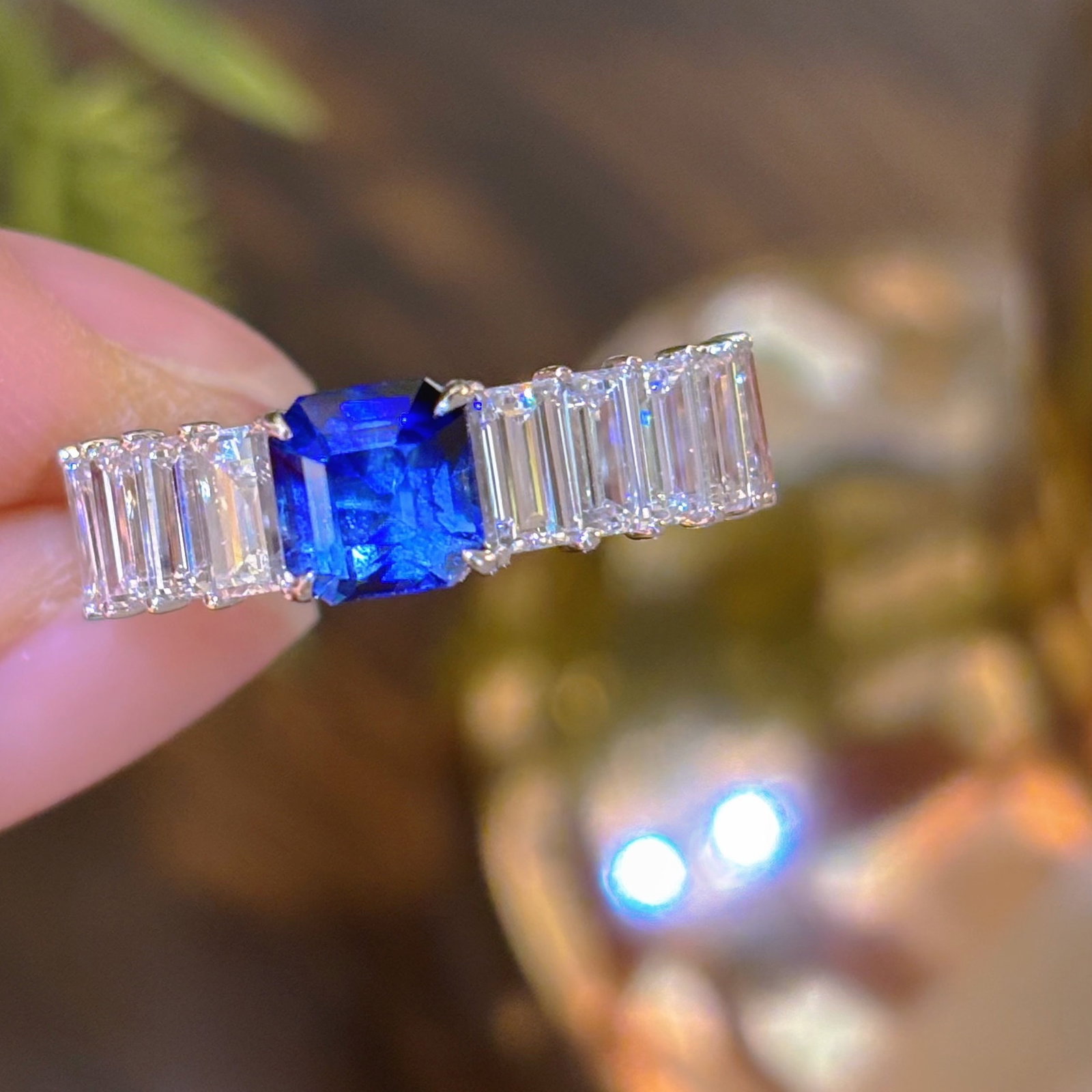 14k Gold 3.5 Ctw Natural Sapphire & Lab Grown Diamond Ring: Ref:231176317gold // content:14k // goldring // size:7. 25usmain // gemstone:sapphireshape:octagonalcarat // weight:1. 4ct // color:bluetreatment:naturaladjacent // gemstone // 2 // : // lab // grown 