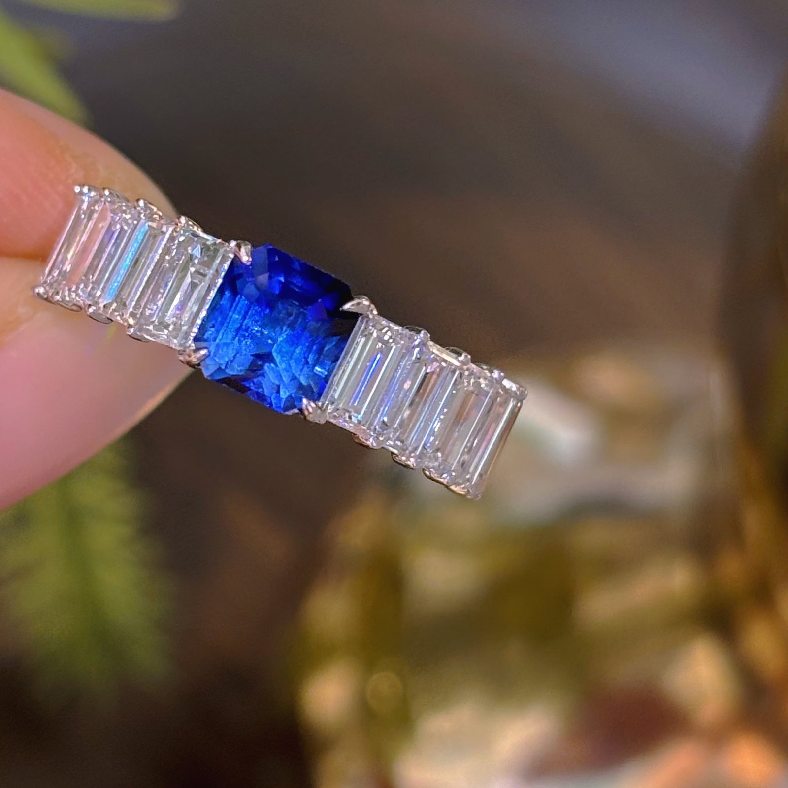 14k Gold 3.5 Ctw Natural Sapphire & Lab Grown Diamond Ring - 2