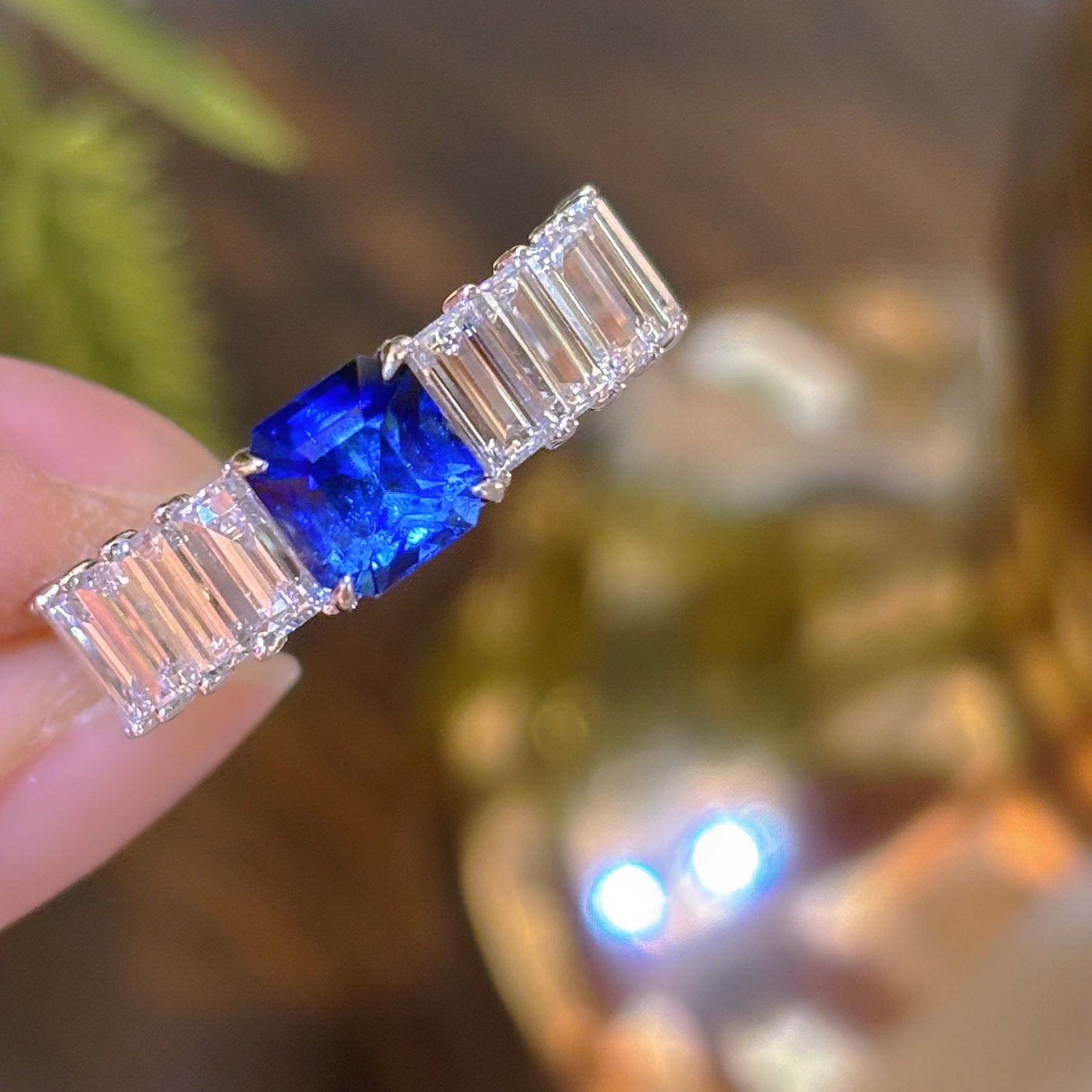 14k Gold 3.5 Ctw Natural Sapphire & Lab Grown Diamond Ring - 4
