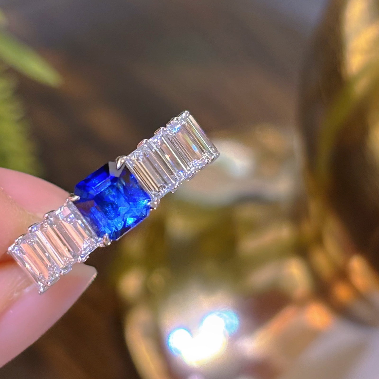 14k Gold 3.5 Ctw Natural Sapphire & Lab Grown Diamond Ring - 5