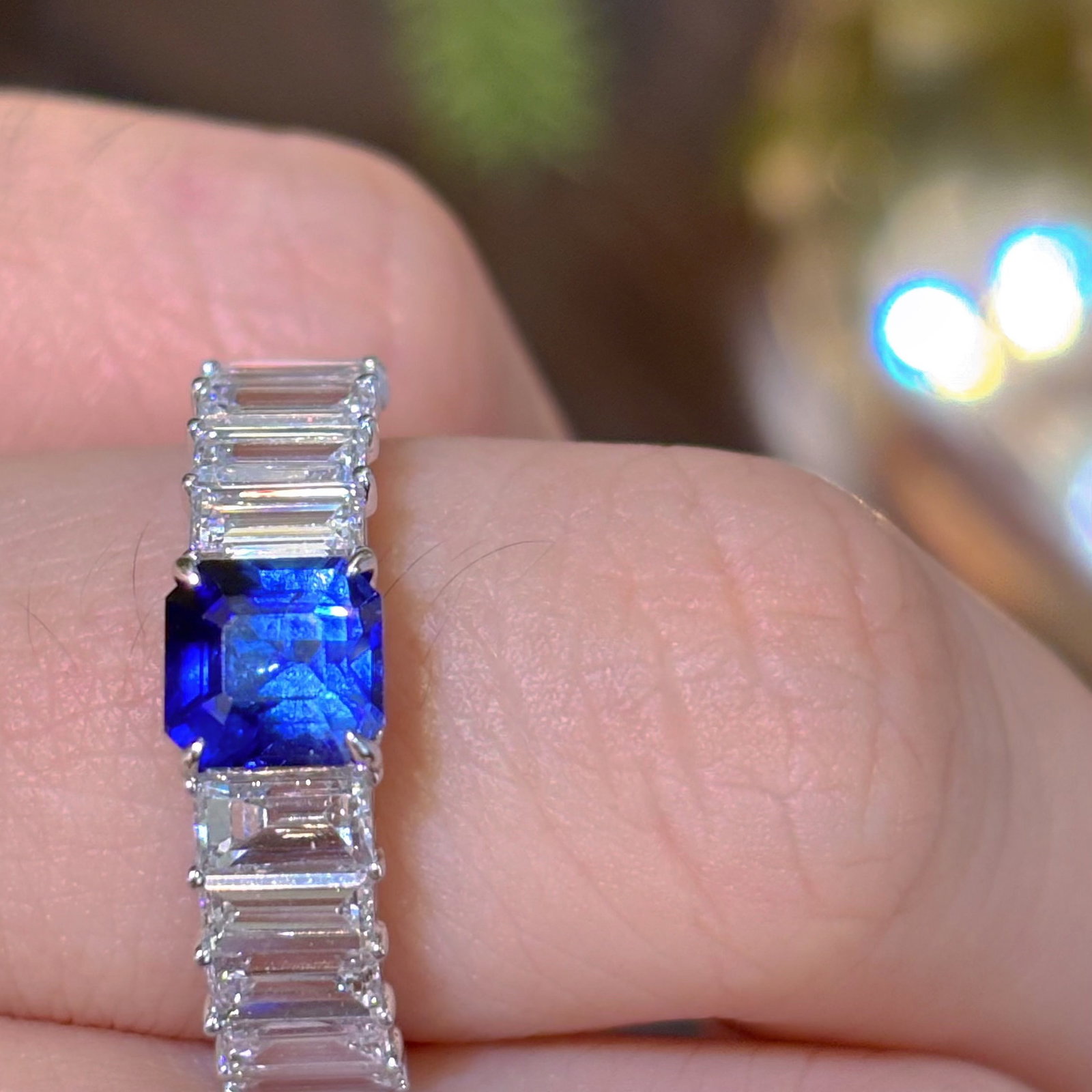 14k Gold 3.5 Ctw Natural Sapphire & Lab Grown Diamond Ring - 6