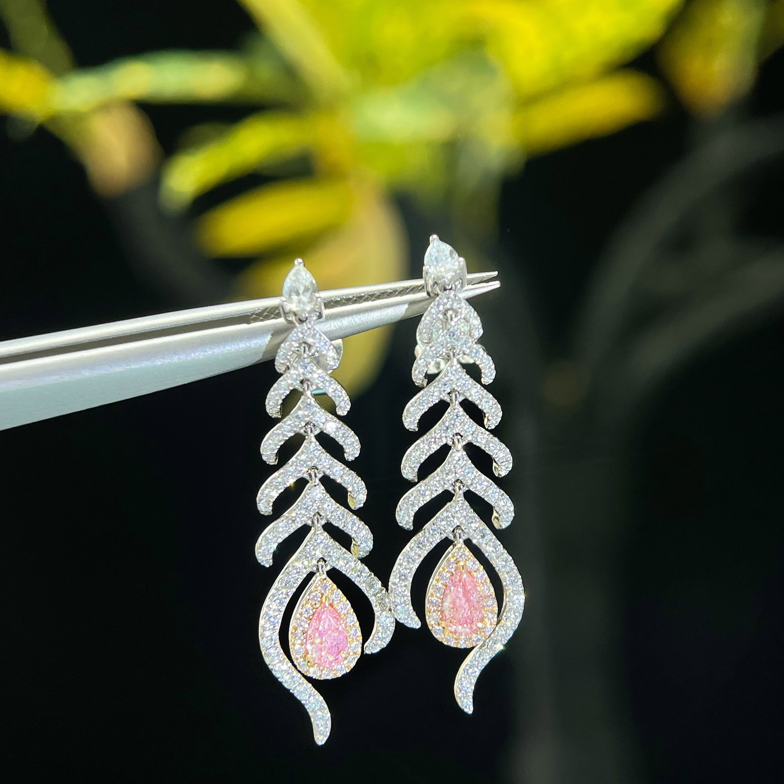 14k Gold 1.28 Ctw Natural Pink Diamond & Diamond Earrings - 2