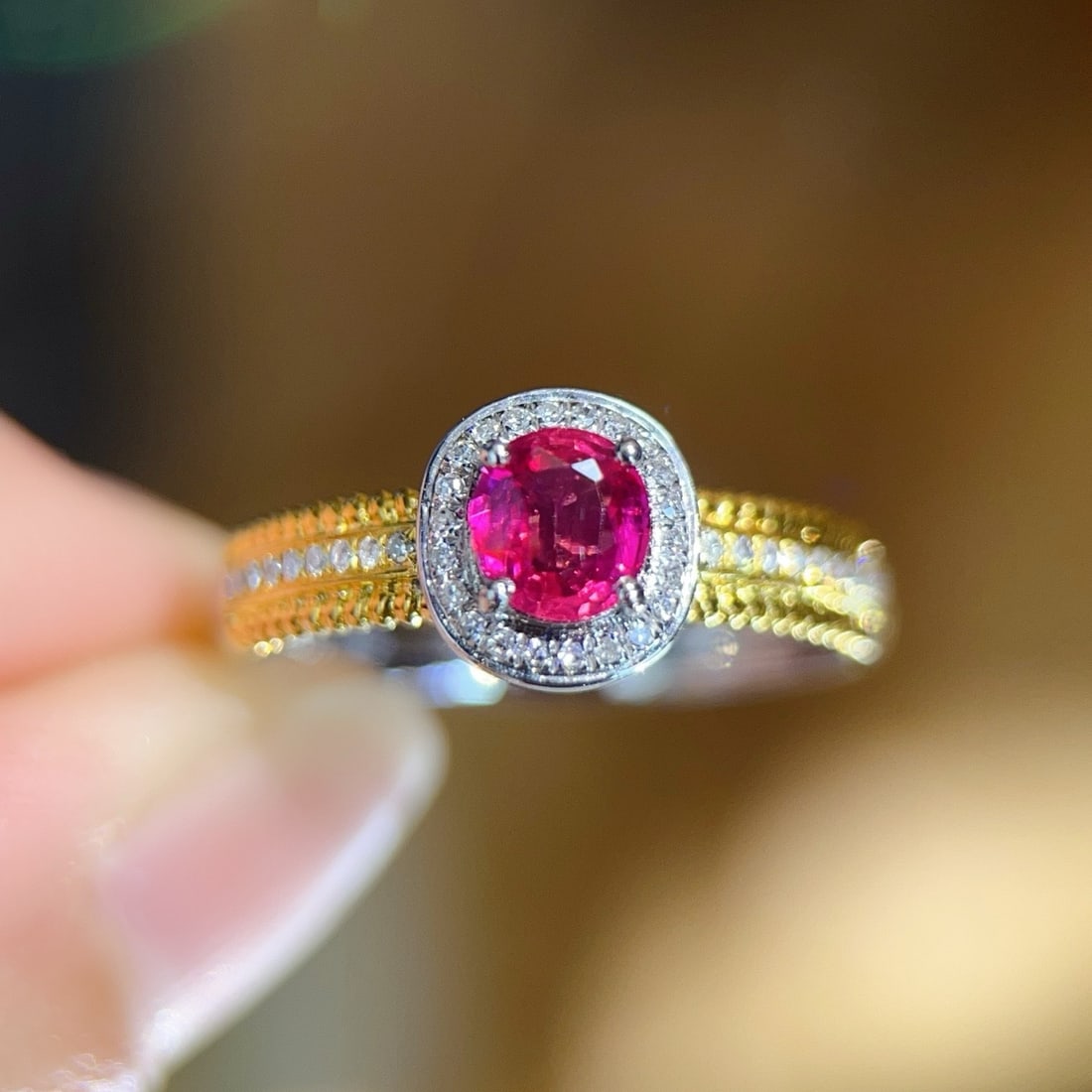 14k Gold 0.7 Ct Natural Ruby & Diamond Ring - 2